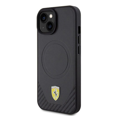 Kllapë telefoni Ferrari FEHMP15SPTEK për iPhone 15 6.1", MagSafe, karboni, e zezë