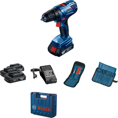 Trapano vidhosës me bateri Bosch GSR 180-LI, 18V, 2x2.0Ah, blu