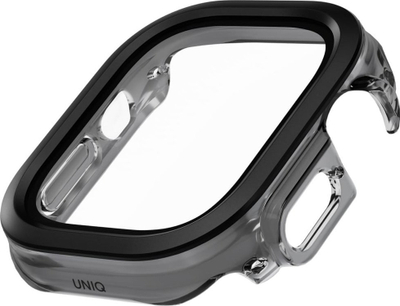 Mbrojtëse Uniq Voute për Apple Watch Ultra 49mm, xham i fortifikuar, kornizë plastike, e zezë