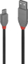 Kabllo Lindy USB-A - microUSB, 1m, gri