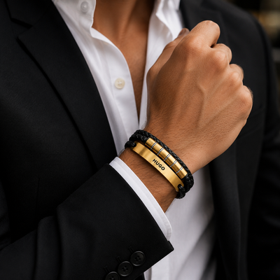 HUGO – Byzylyk për Meshkuj Black & Gold