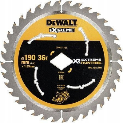 Teh sharrë DeWalt DT40271 për DCS577, 190mm, 36 dhëmbë karbiti, i verdhë