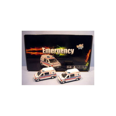 Lodër ambulancë metal HIPO HKG004P, 14cm, me dritë edhe zë, e bardhë