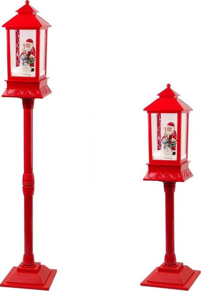 Dekor dritash Krishtlindje me Santa Claus, efekt bore, muzikë, i kuq