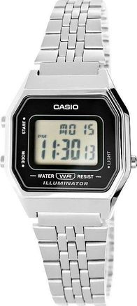 Ora dore unisex Casio LA680WA 1DF, digjitale, me byzylyk metalik, argjendtë