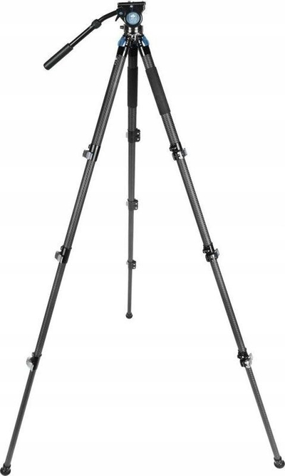 Tripod fotografik SIRUI Landscape me kokë video VH-10, fibër karboni, mban gjer në 18 kg, i zi