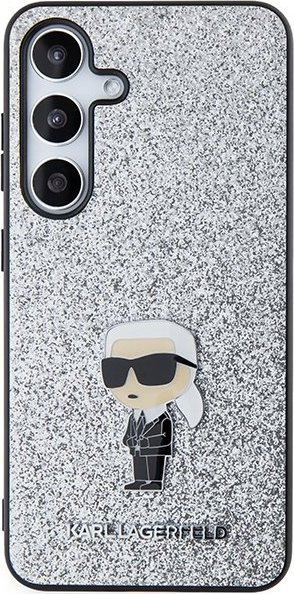Mbrojtëse telefoni Karl Lagerfeld Ikonik Logo Metal Pin për Samsung S24 Plus, me shkëlqim, argjend