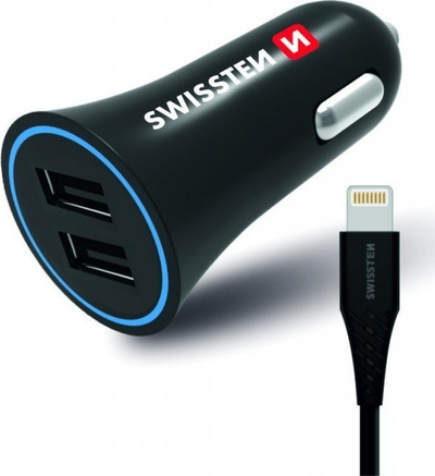 Karikues makine Swissten, 12W, 2x USB A me kabllo Lightning MFi, i zi