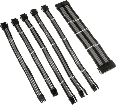 Set kabllo zgjatimi për PC Kolink Core Adept, me gërshetim, Jet Black dhe gri gur