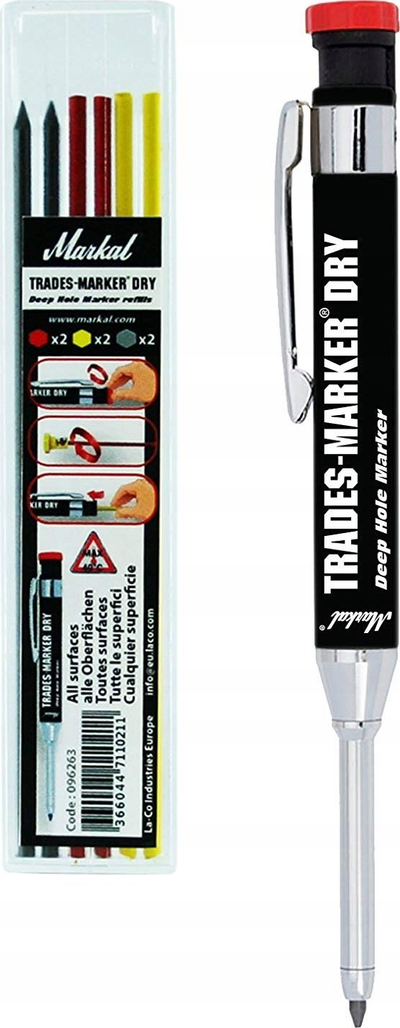 Laps shënues Markal Trades-Marker Dry për hekur e metal, me 6 bërthama grafiti, i zi