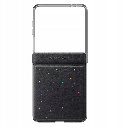 Kapak telefoni Dux Ducis Star Pattern për Samsung Galaxy Z Flip7, lëkurë sintetike, mbyllje me magnet, i zi