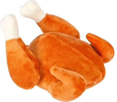 Lodër pelushi për qen Dingo Chicken, 18 cm, me fishkëllimë, portokalli
