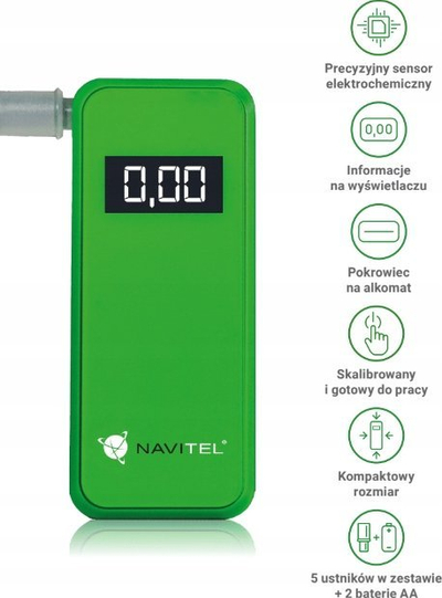 Alkoolmetër Navitel NAVITEL ALC 02, me sensor elektro-kimik, portativ, jeshil