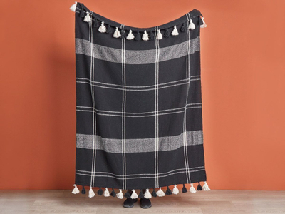 Batanije dekorative KULAC Cotton, 130 x 170 cm, pambuk, e zezë