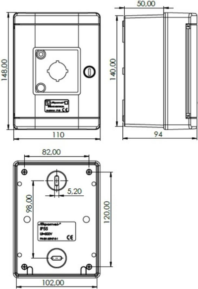 Итен копче Spamel SP22 B 01 OBC B, 1NO, IP55, црвено