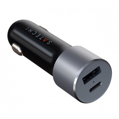 Karikues për veturë Satechi, USB-C, PD, 72W, i hirtë