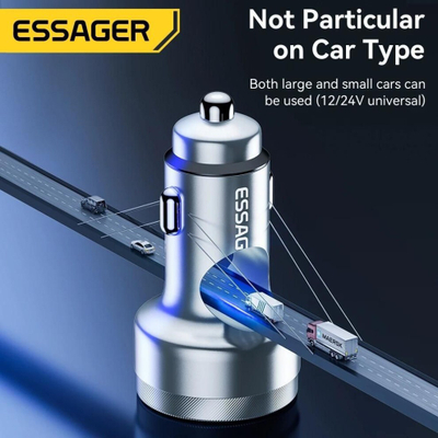 Karikues makine Essager 80W, 2x USB A Type C PD, gri