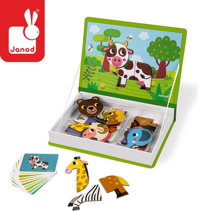 Lодра магнетна Janod Magnetibook Животни, магнетна сложувалка, разнобојна
