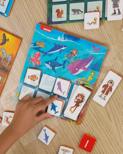 Loja edukative Puedo Habitat Bingo Matching Game, 28 figura, 4 karta, shumëngjyrëshe