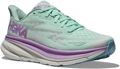Патики за трчање Hoka Clifton 9 Wide, жени, висок амортизер, мента и виолетови