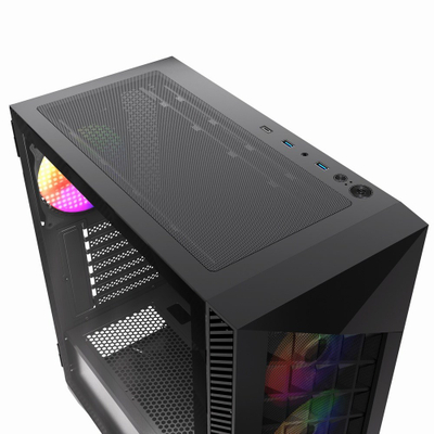 Kutia PC Gembird Fornax 900 ARGB, MIDI Tower ATX, 4 ventilatorë ARGB, e zezë