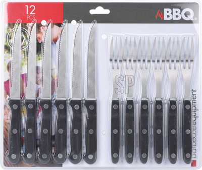 Set bestekësh për BBQ, 12 pjesë, çelik inoks, ngjyrë argjendi