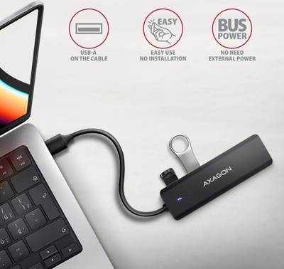 HUB USB Axagon HUE-C1A, 4 porta, USB 3.2 5Gbps, i zi