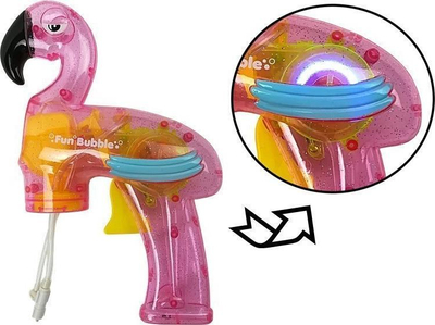 Pistoletë flluskash Lean Sport Pink Flamingo, me 2 shishe lëngu, rozë