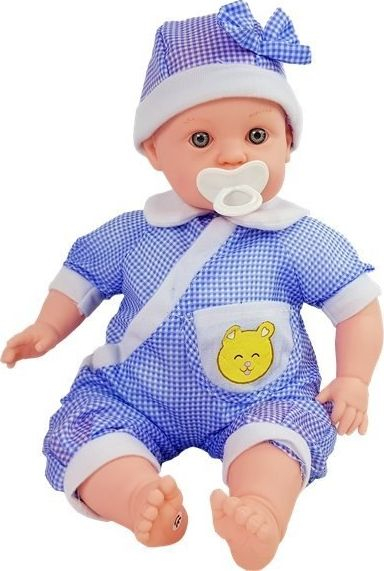 Kukull bebe Lean Sport Baby, 45cm, me zëra, me rroba blu