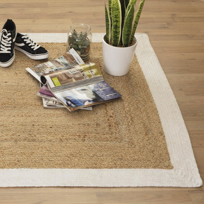 Tapet jute Emako, katror 120 x 170 cm, me kornizë të bardhë