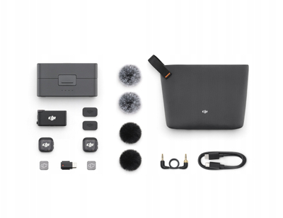 Mikrofon pa tel DJI Mic 3, 2 transmetues 1 marrës, kuti karikimi, i zi