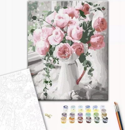 Set pikturimi me numra Your Hobby BRUSHME Delicate Bouquet of Roses, 40x50cm, 1 copë