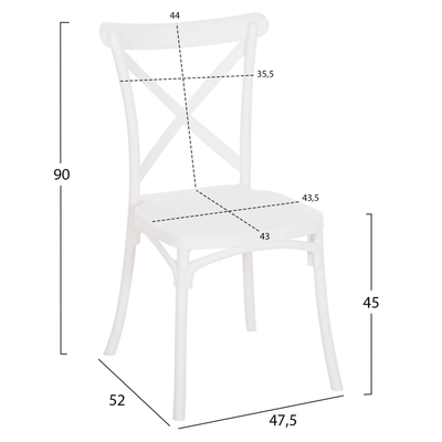 Karrige polipropileni Anji 47,5×52×90 Hcm (HM5469.11), bardhë