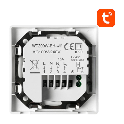 Termostat inteligjent Avatto WT200-BH-3A-W, WiFi, për kaldajë, i bardhë