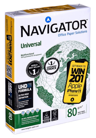 Letër fotokopie Navigator Universal A4, 80 g/m², 500 fletë, e bardhë