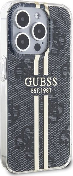 Kapak mbrojtës Guess IML 4G Gold Stripe për iPhone 15 Pro Max 6.7", i zi