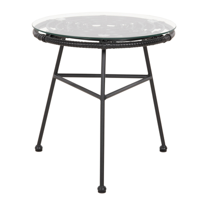 Tavolinë ndihmëse ALLEGRA HM5459.12, rrethore 45 cm, metal xham, e zezë