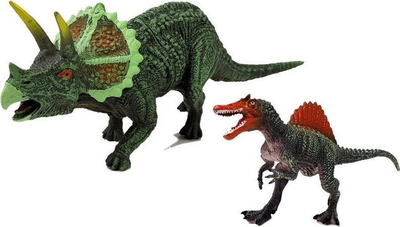Set figura dinosauri LeanToys, 2 copë, Spinosaurus edhe Triceratops, me ngjyra nga gjitha