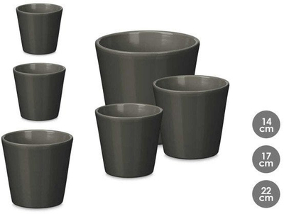 Set vazo konike qeramike, Ø14 17 22cm, ngjyrë antracit