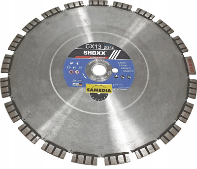 Disk diamanti Samedia Shoxx GX13, Ø350mm, për granit dhe beton, ngjyrë argjendtë