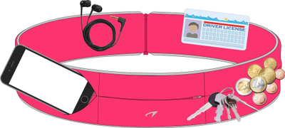 Rrip sportiv Avento Sports Belt Twist, me xhep me zinxhir, reflektues, rozë fluor