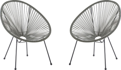 Set karrigesh kopshti Beliani ACAPULCO II, PE rattan, 2 copë, gri e errët
