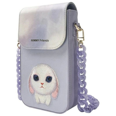 Çantë telefoni Nimmy Big Eyed Pet 2.0 Rabbit, me zinxhir plastike, për kalamaj, vjollcë