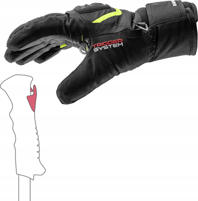 Doreza skish për kalamaj Leki Griffin 3D Junior, SOFT-TEX, Trigger System, të zeza me të verdha