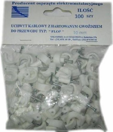 Kapëse kabllosh Pawbol, 10mm, set 100 copë, të bardha