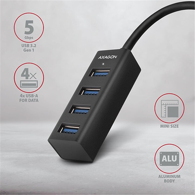Hub AXAGON mini, 4x USB 3.2 Gen 1, metal