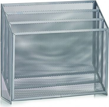 Organizues revista Zeller Message Stand, metal mesh, 32x9x29.5 cm, gri
