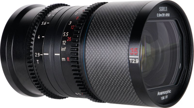 Objektiv anamorfik Sirui 35mm T2.9 1.6x Carbon Fiber Neutral Flare për DL-mount, i zi