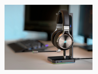Kufje lojnash Corsair Virtuoso RGB Wireless SE, me disqe 50mm, Bluetooth, USB-C, gri metalike