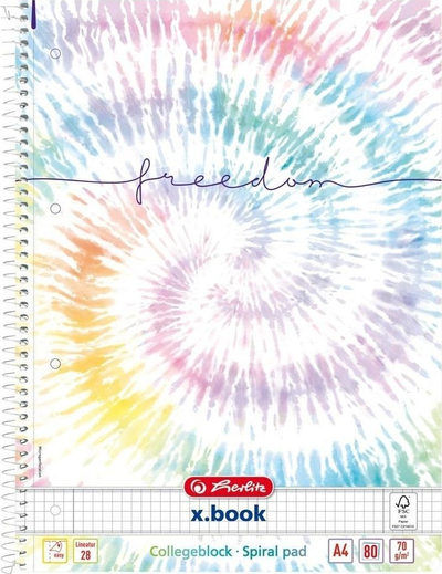 Bllok me spirale Herlitz A4 New Batik, 80 fletë me rrjeta, paketim 5 copë